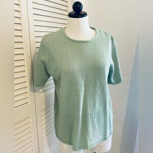 Blair Women's Seafoam Green Short Sleeve Sweater With Cutout Detail Size M